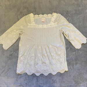 Toffee Apple Bohemian Flowy Embroidered Floral Shirt